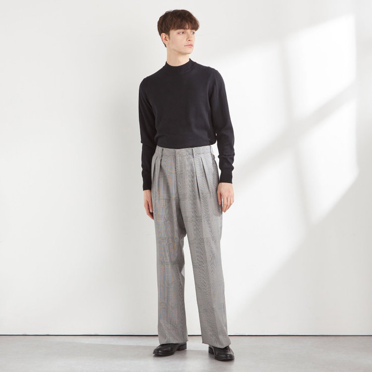 シルバーライン 【Take.it.easy】【秋冬】2タックワイドパンツ/グレンチェック/CANONICO 1663 fabric made in italy/※裾上げ必要 その他