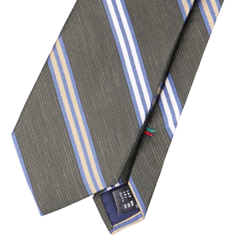 シルバーライン 【SILVER LINE】シルクリネンコットンストライプネクタイ 8.5cm幅/グリーン その他