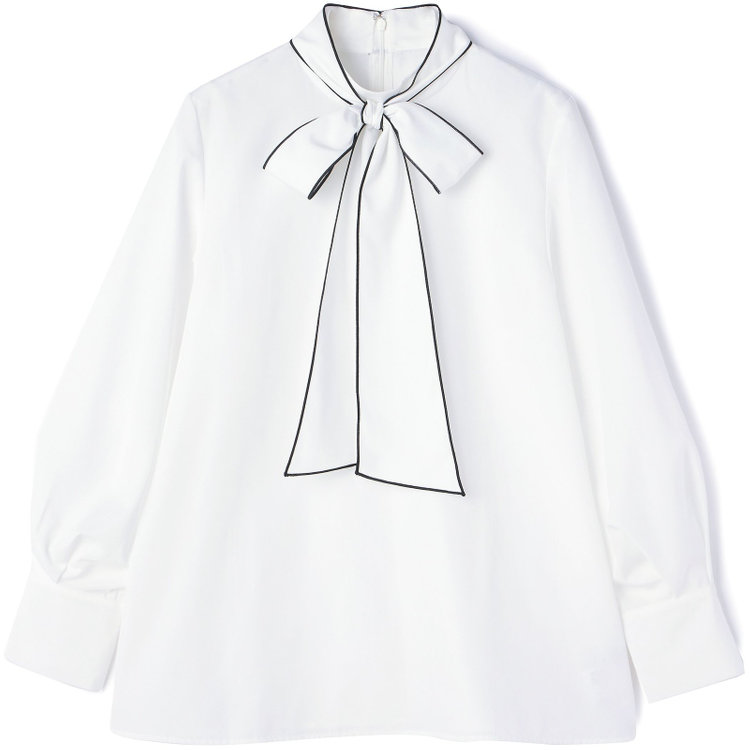 シルバーライン 【SILVER LINE/長袖】ボウタイブラウス/ホワイト+ブラック その他
