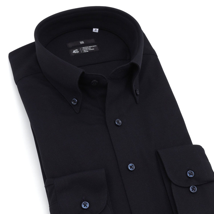 ブラックライン 【発送在庫あり】【BL】ボタンダウンワイシャツ/ネイビー/「4S」スーパーノンアイロン・ストレッチ 青濃色