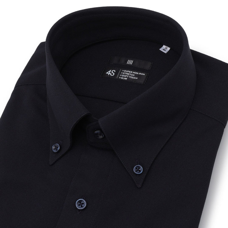 ブラックライン 【発送在庫あり】【BL】ボタンダウンワイシャツ/ネイビー/「4S」スーパーノンアイロン・ストレッチ 青濃色