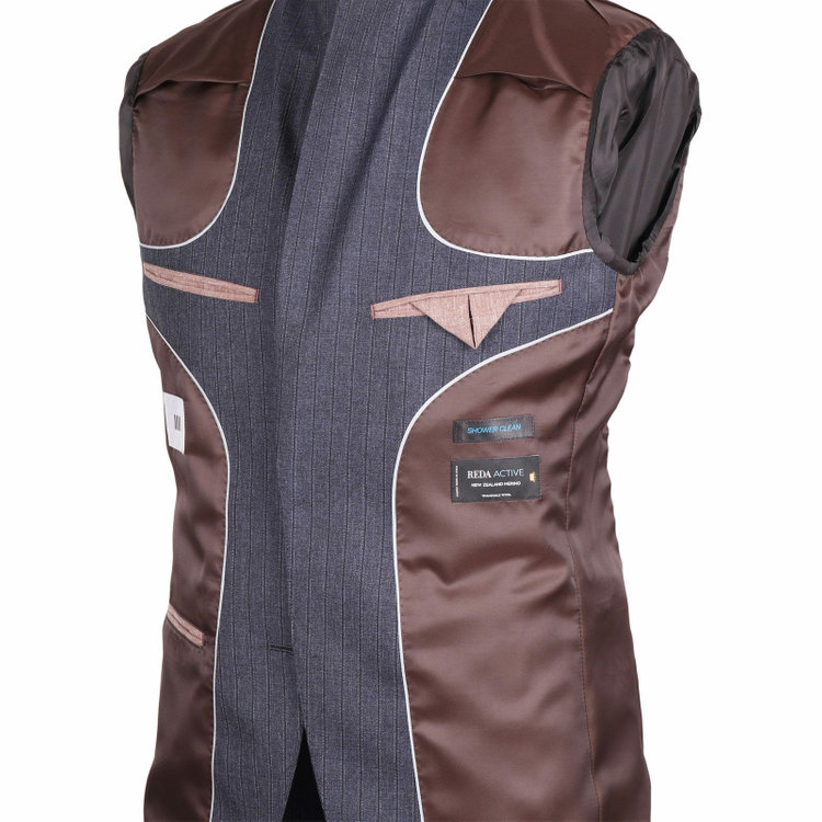 スーツセレクト 【CLASSICO TAPERED】【秋冬】2釦シングルスーツ 1タック/ネイビー×ストライプ/REDA ACTIVE/NEW ZEALAND WOOL MERINO/SHOWER CLEAN ネイビー系(紺)