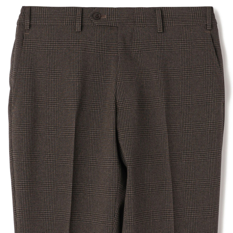 ブラックライン 【SLIM TAPERED_2】【春夏】2釦シングルスリーピーススーツ 0タック/ブラウン×チェック/ウエストシャーリング/4S SUSTAINABILITY&ECOLOGY FABRIC/※パンツ裾上げ済仕様 茶濃色