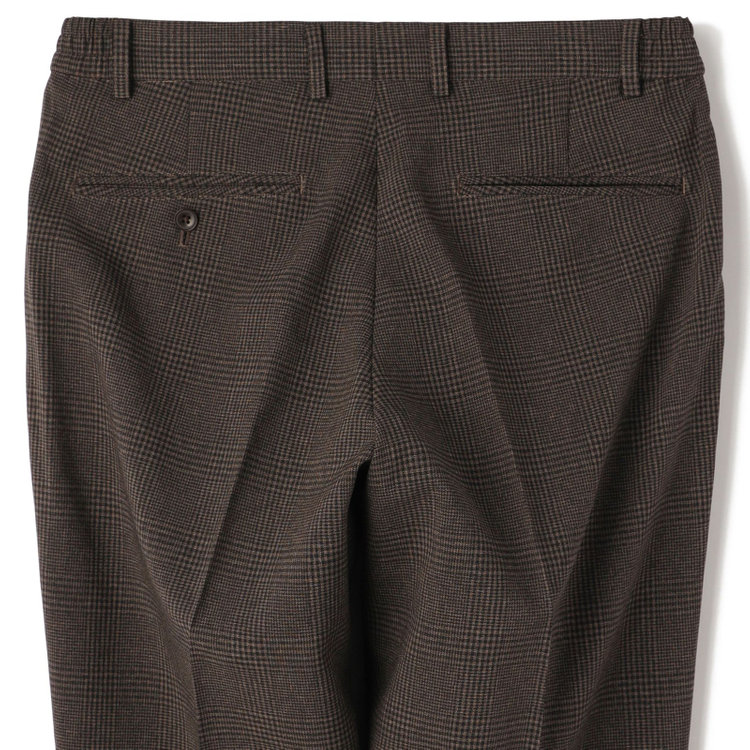 ブラックライン 【SLIM TAPERED_2】【春夏】2釦シングルスリーピーススーツ 0タック/ブラウン×チェック/ウエストシャーリング/4S SUSTAINABILITY&ECOLOGY FABRIC/※パンツ裾上げ済仕様 茶濃色