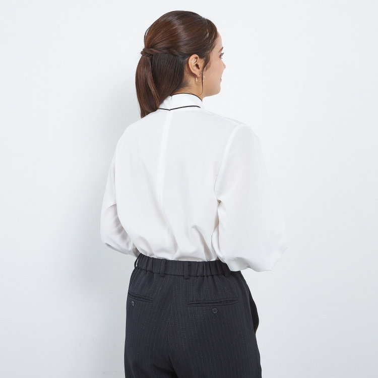 シルバーライン 【SILVER LINE/長袖】ボウタイブラウス/ホワイト+ブラック その他