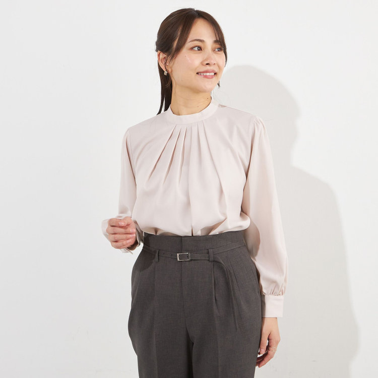 シルバーライン 【SL/長袖】アクセ付きブラウス/ピンクベージュ 赤淡色