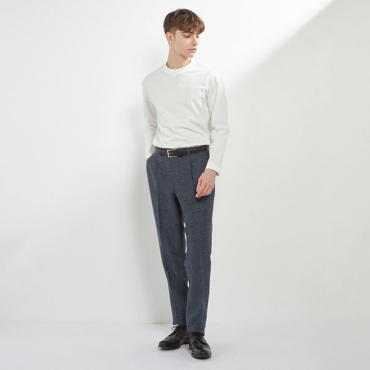 シルバーライン 【5DAYS CLOSET】【RBC】【春夏】1タックテーパードパンツ/ネイビー×レノクロス/ウエストムーブ仕様/4S SUSTAINABILITY&ECOLOGY FABRIC/※裾上げ必要 紺中間