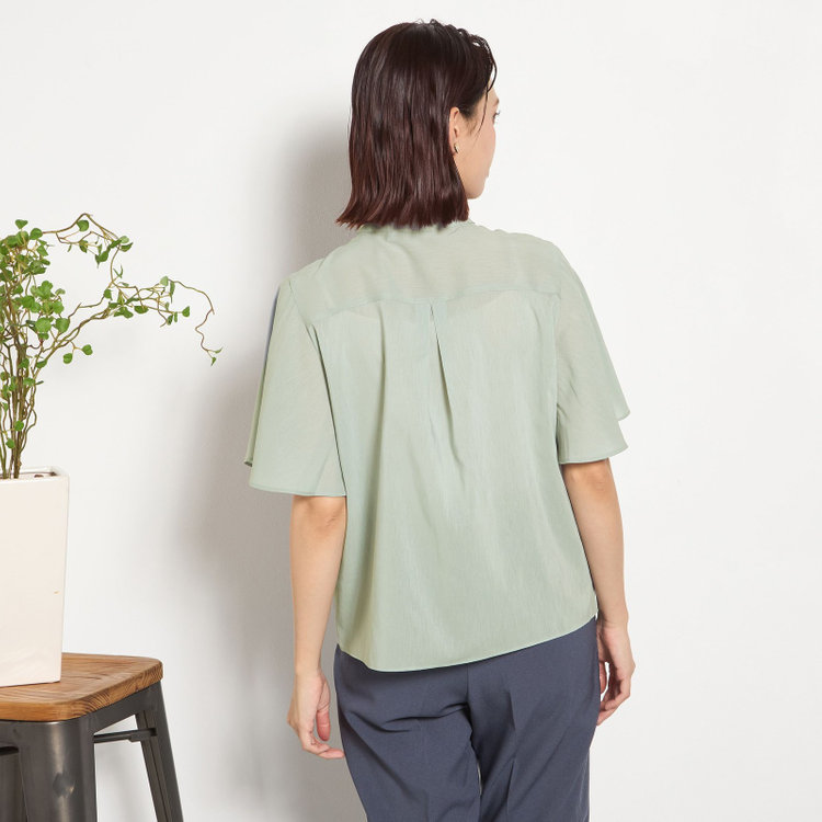 シルバーライン 【半袖】バンドカラーブラウス/グレー/「ストレッチ」「通気性」「吸水・速乾」「環境負荷軽減」 グレー中間