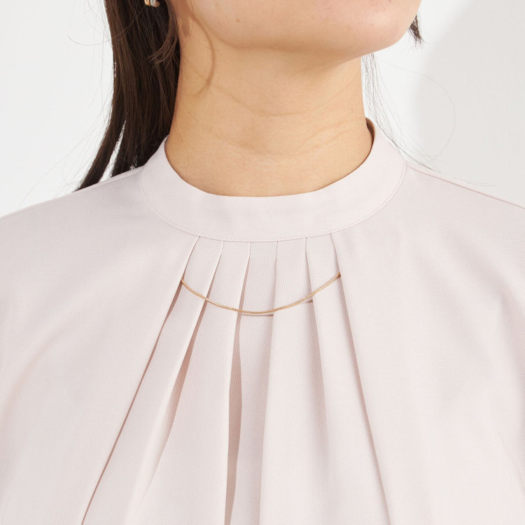 シルバーライン 【SL/長袖】アクセ付きブラウス/ピンクベージュ 赤淡色