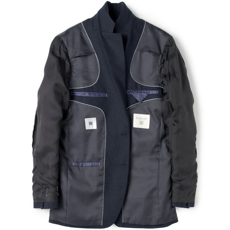 シルバーライン 【発送在庫あり】【CLASSICO TAPERED】【秋冬】2釦シングルスーツ 1タック/ネイビー×グレンチェック/RE:NEWOOL/※裾上げ必要 青中間