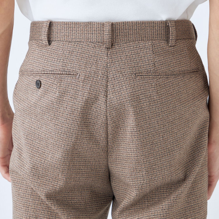 シルバーライン 【RBC】【秋冬】1タックテーパードパンツ/ブラウン×チェック/ウエストムーブ/4S SUSTAINABLE/※裾上げ必要 茶中間
