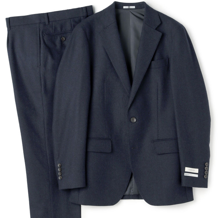 シルバーライン 【発送在庫あり】【CLASSICO TAPERED】【秋冬】2釦シングルスーツ 1タック/ネイビー×グレンチェック/RE:NEWOOL/※裾上げ必要 青中間