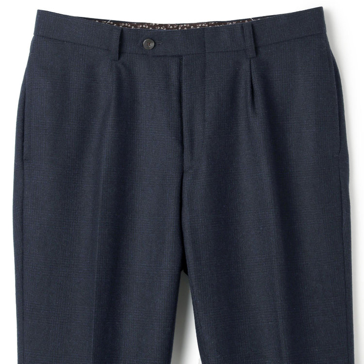 シルバーライン 【発送在庫あり】【CLASSICO TAPERED】【秋冬】2釦シングルスーツ 1タック/ネイビー×グレンチェック/RE:NEWOOL/※裾上げ必要 青中間