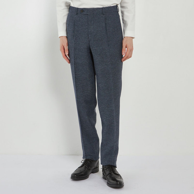 シルバーライン 【5DAYS CLOSET】【RBC】【春夏】1タックテーパードパンツ/ネイビー×レノクロス/ウエストムーブ仕様/4S SUSTAINABILITY&ECOLOGY FABRIC/※裾上げ必要 紺中間