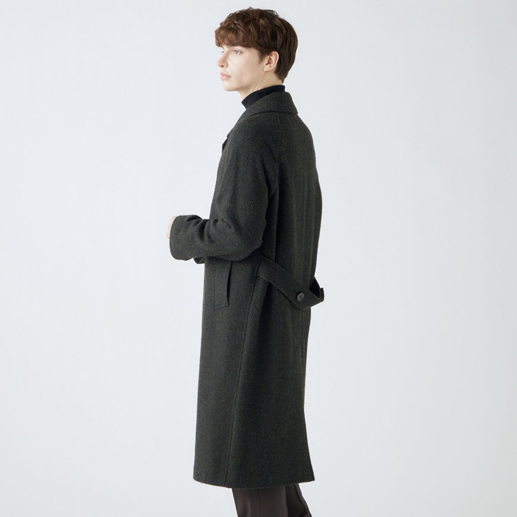 シルバーライン 【発送在庫あり】【SL】ウールシングルラグランバックベルトコート/グリーン/VALLEY MILLS fabric made in england 緑中間