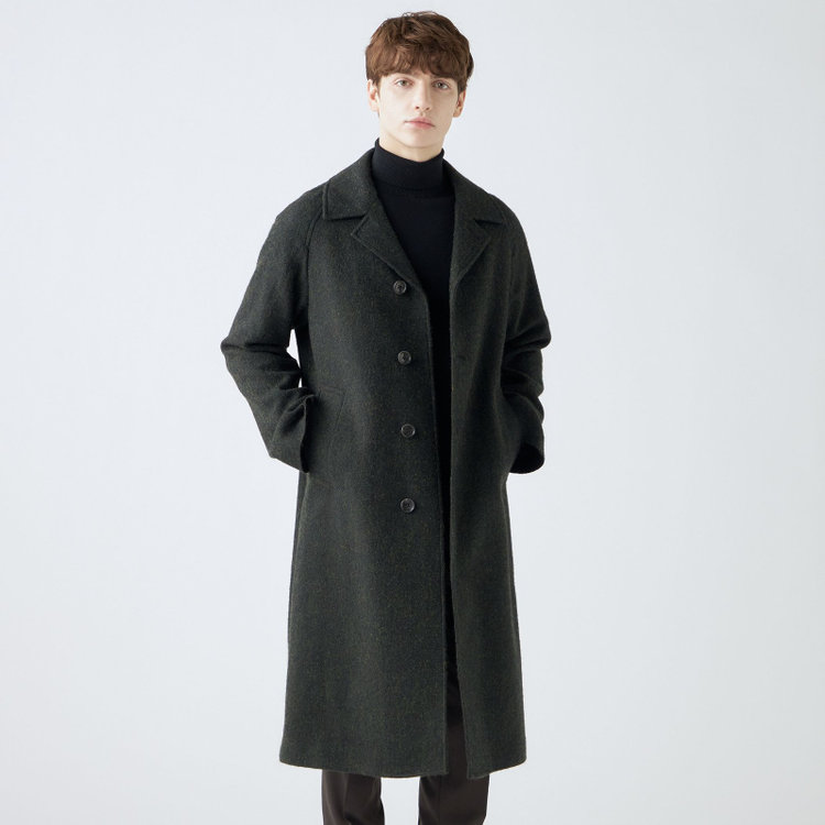 シルバーライン 【発送在庫あり】【SL】ウールシングルラグランバックベルトコート/グリーン/VALLEY MILLS fabric made in england 緑中間