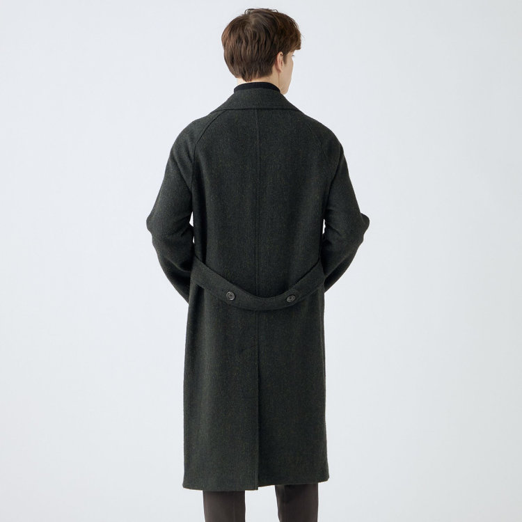 シルバーライン 【発送在庫あり】【SL】ウールシングルラグランバックベルトコート/グリーン/VALLEY MILLS fabric made in england 緑中間