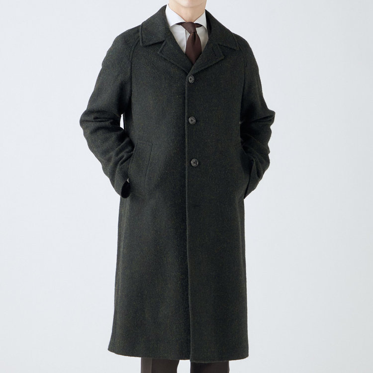 シルバーライン 【発送在庫あり】【SL】ウールシングルラグランバックベルトコート/グリーン/VALLEY MILLS fabric made in england 緑中間