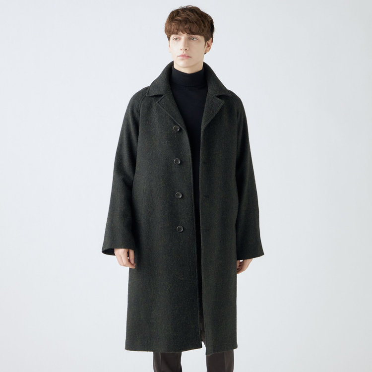 シルバーライン 【発送在庫あり】【SL】ウールシングルラグランバックベルトコート/グリーン/VALLEY MILLS fabric made in england 緑中間