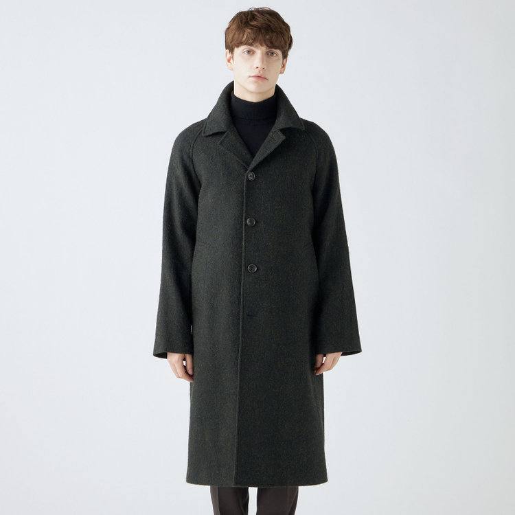 シルバーライン 【発送在庫あり】【SL】ウールシングルラグランバックベルトコート/グリーン/VALLEY MILLS fabric made in england 緑中間