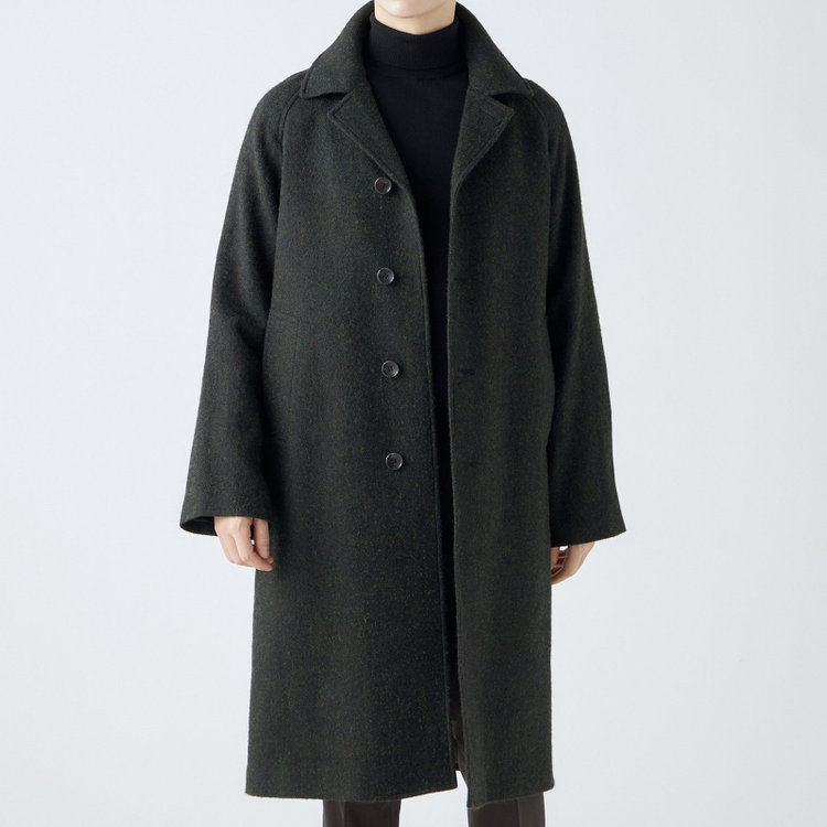 シルバーライン 【発送在庫あり】【SL】ウールシングルラグランバックベルトコート/グリーン/VALLEY MILLS fabric made in england 緑中間