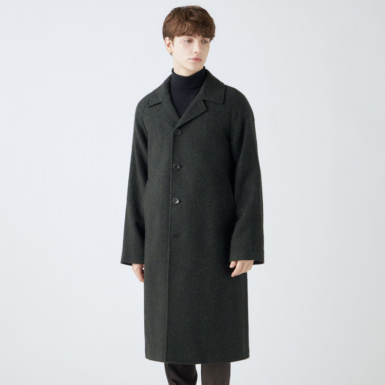 シルバーライン 【発送在庫あり】【SL】ウールシングルラグランバックベルトコート/グリーン/VALLEY MILLS fabric made in england 緑中間