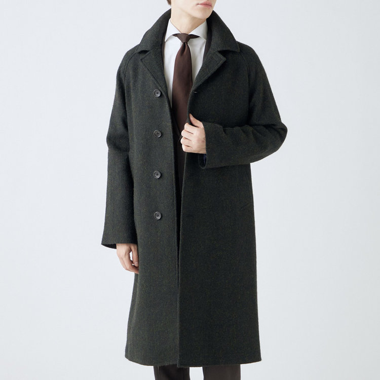 シルバーライン 【発送在庫あり】【SL】ウールシングルラグランバックベルトコート/グリーン/VALLEY MILLS fabric made in england 緑中間