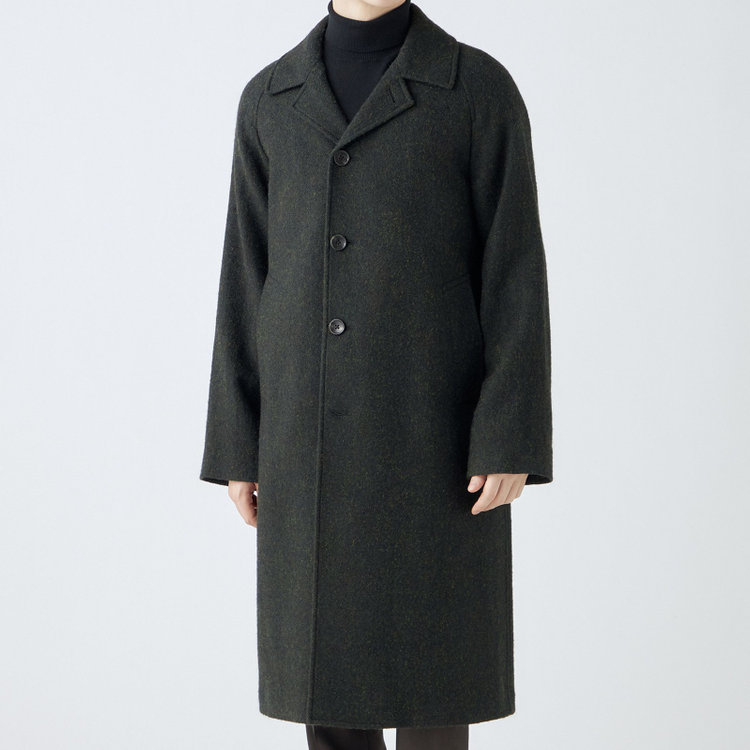 シルバーライン 【発送在庫あり】【SL】ウールシングルラグランバックベルトコート/グリーン/VALLEY MILLS fabric made in england 緑中間