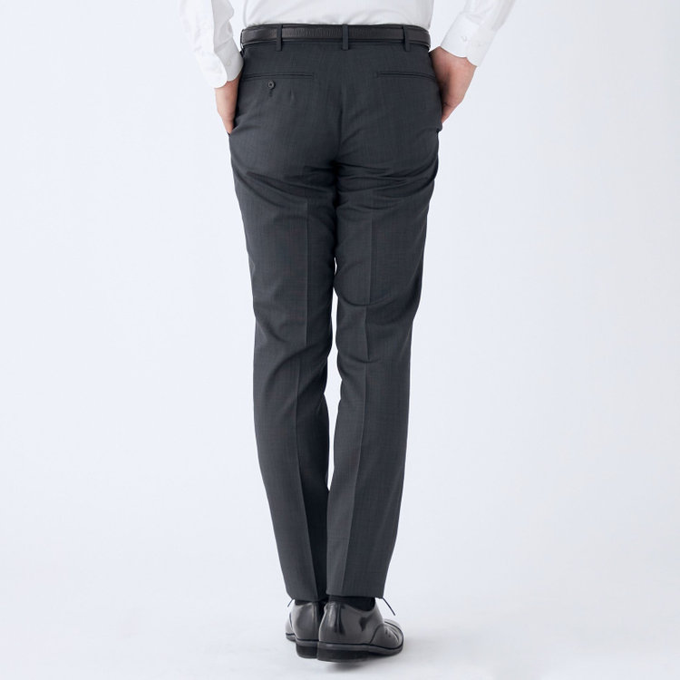 シルバーライン 【CLASSICO TAPERED】【春夏】ウール 1タックテーパードパンツ/グレー×ソリッド/ウエストムーブ/ウォッシャブル/※裾上げ必要 グレー濃色