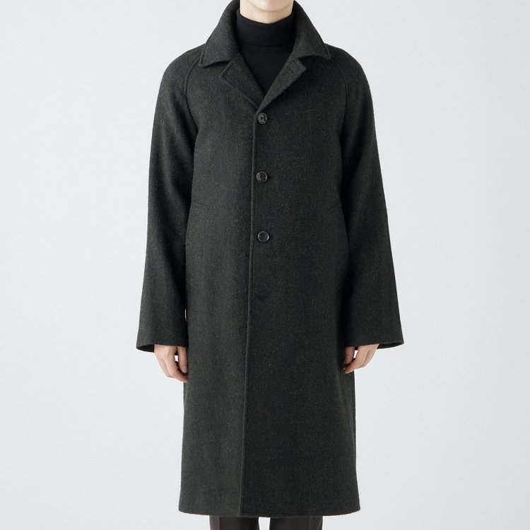 シルバーライン 【発送在庫あり】【SL】ウールシングルラグランバックベルトコート/グリーン/VALLEY MILLS fabric made in england 緑中間