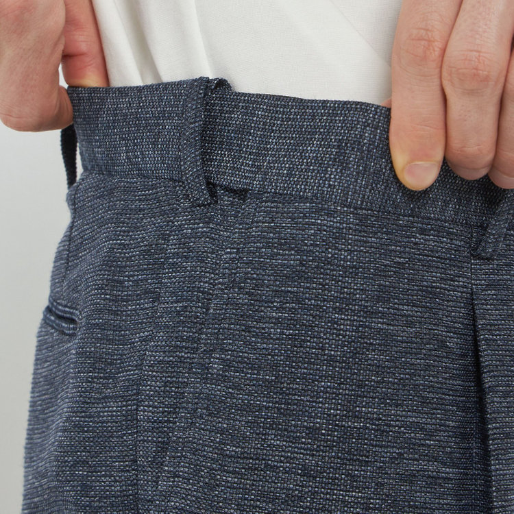 シルバーライン 【5DAYS CLOSET】【RBC】【春夏】1タックテーパードパンツ/ネイビー×レノクロス/ウエストムーブ仕様/4S SUSTAINABILITY&ECOLOGY FABRIC/※裾上げ必要 紺中間