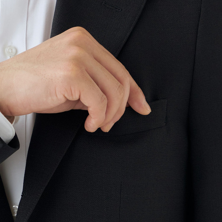 ブラックライン 【RBC】【春夏】3釦段返りジャケット/ブラック/パッチポケット/メタル釦/4S SUSTAINABILITY&ECOLOGY FABRIC 黒