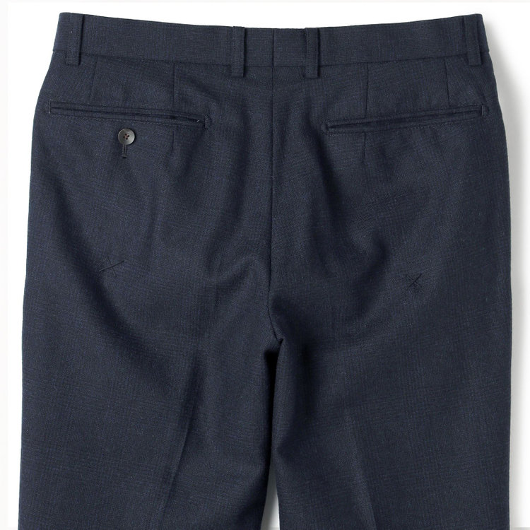 シルバーライン 【発送在庫あり】【CLASSICO TAPERED】【秋冬】2釦シングルスーツ 1タック/ネイビー×グレンチェック/RE:NEWOOL/※裾上げ必要 青中間