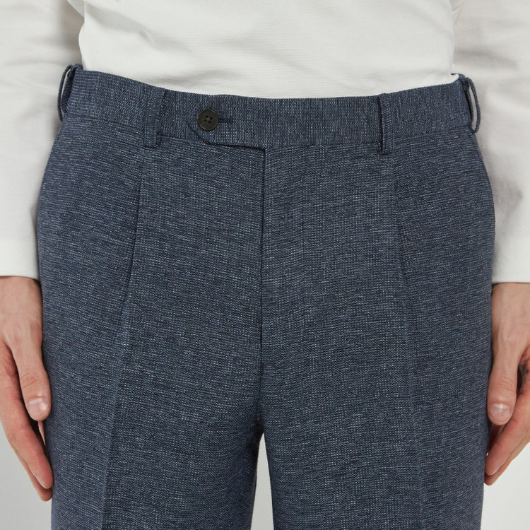 シルバーライン 【5DAYS CLOSET】【RBC】【春夏】1タックテーパードパンツ/ネイビー×レノクロス/ウエストムーブ仕様/4S SUSTAINABILITY&ECOLOGY FABRIC/※裾上げ必要 紺中間