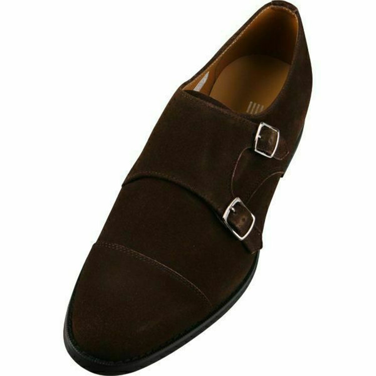 ブラックライン 【WEB限定/OUTLET】【SL】ダブルモンクストラップ ドレスシューズ/ダークブラウン×スエード ブラウン系(茶)