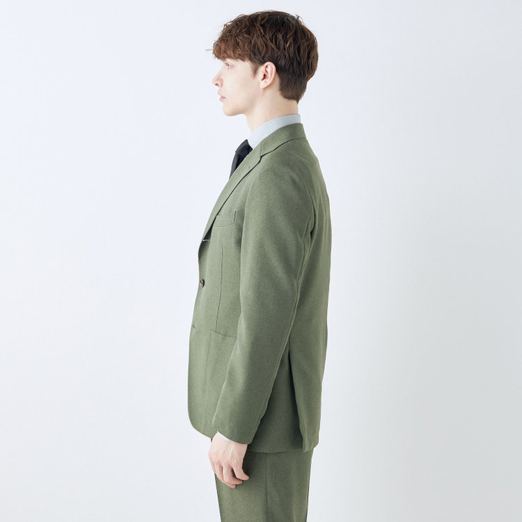 シルバーライン 【RBC】【春夏】3釦段返りシングルスーツ 2タック/カーキ/パッチポケット/ドローコード&ウエストシャーリング/※パンツ裾上げ済仕様 緑中間