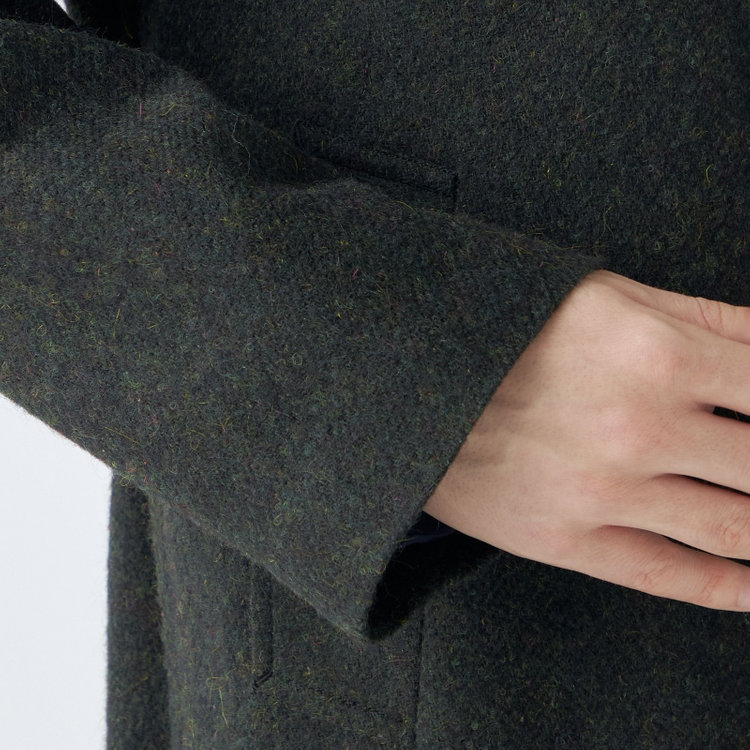 シルバーライン 【発送在庫あり】【SL】ウールシングルラグランバックベルトコート/グリーン/VALLEY MILLS fabric made in england 緑中間