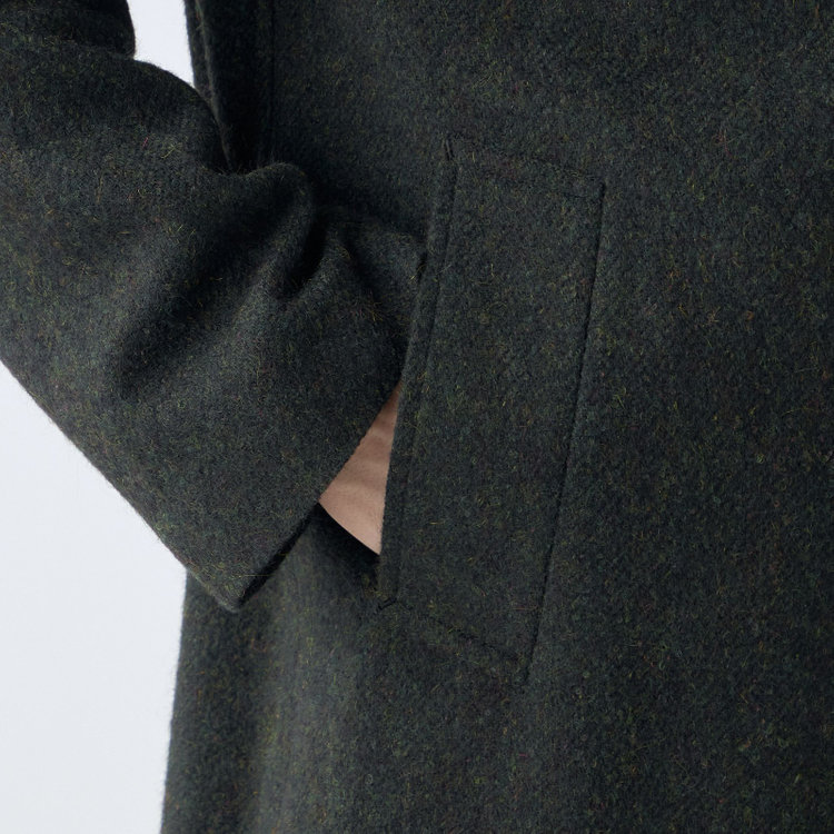 シルバーライン 【発送在庫あり】【SL】ウールシングルラグランバックベルトコート/グリーン/VALLEY MILLS fabric made in england 緑中間