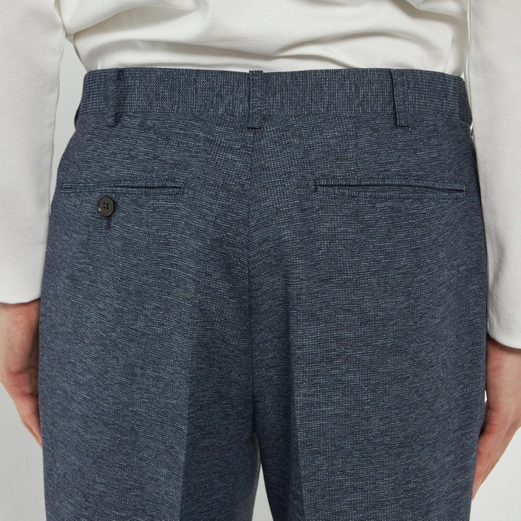シルバーライン 【5DAYS CLOSET】【RBC】【春夏】1タックテーパードパンツ/ネイビー×レノクロス/ウエストムーブ仕様/4S SUSTAINABILITY&ECOLOGY FABRIC/※裾上げ必要 紺中間