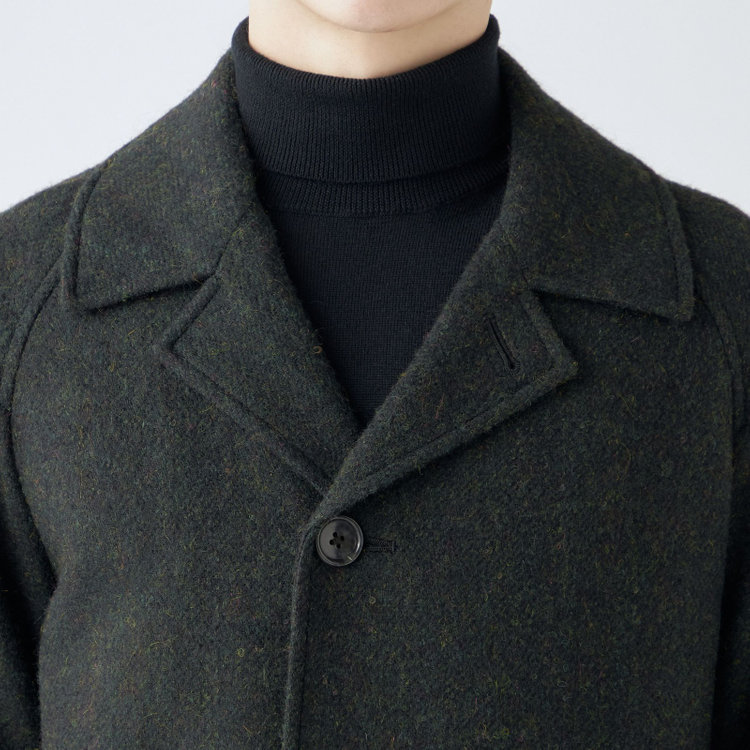 シルバーライン 【発送在庫あり】【SL】ウールシングルラグランバックベルトコート/グリーン/VALLEY MILLS fabric made in england 緑中間