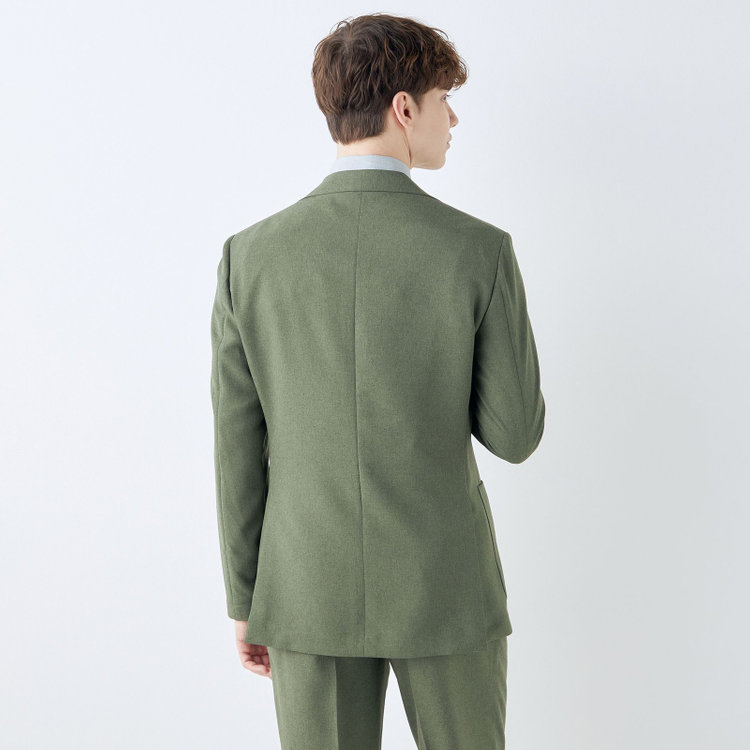 シルバーライン 【RBC】【春夏】3釦段返りシングルスーツ 2タック/カーキ/パッチポケット/ドローコード&ウエストシャーリング/※パンツ裾上げ済仕様 緑中間