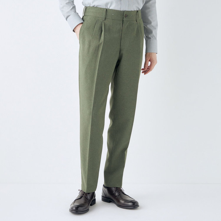 シルバーライン 【RBC】【春夏】3釦段返りシングルスーツ 2タック/カーキ/パッチポケット/ドローコード&ウエストシャーリング/※パンツ裾上げ済仕様 緑中間