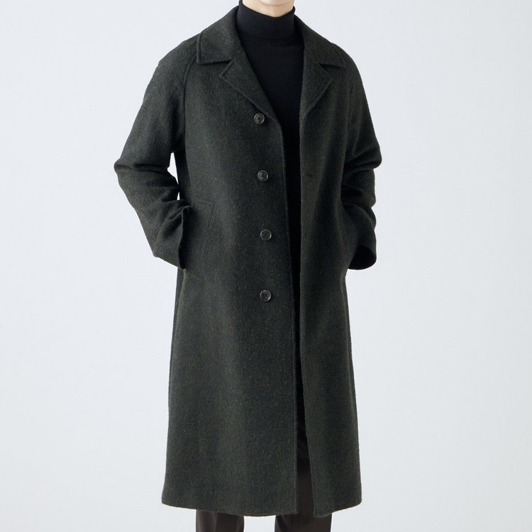 シルバーライン 【発送在庫あり】【SL】ウールシングルラグランバックベルトコート/グリーン/VALLEY MILLS fabric made in england 緑中間