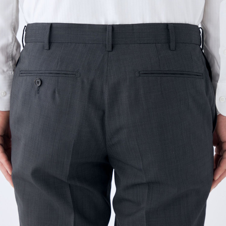 シルバーライン 【CLASSICO TAPERED】【春夏】ウール 1タックテーパードパンツ/グレー×ソリッド/ウエストムーブ/ウォッシャブル/※裾上げ必要 グレー濃色