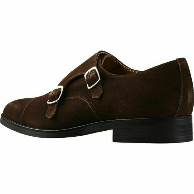 ブラックライン 【WEB限定/OUTLET】【SL】ダブルモンクストラップ ドレスシューズ/ダークブラウン×スエード ブラウン系(茶)