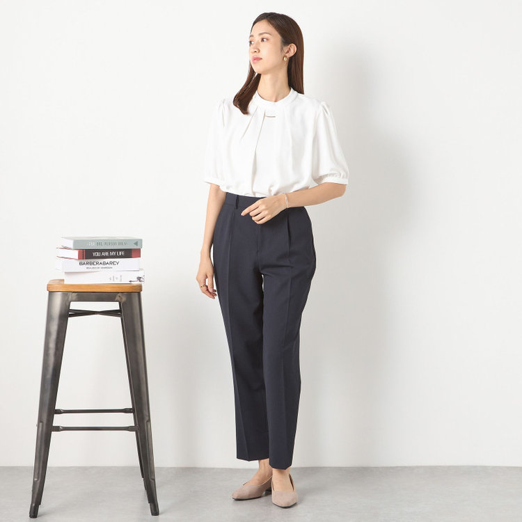 シルバーライン 【RELAX TAPERED】【春夏】1釦テーパードパンツスーツ/ネイビー/ウエストシャーリング/ウォッシャブル/4S SUSTAINABILITY&ECOLOGY FABRIC/※パンツ裾上げ済仕様 紺中間