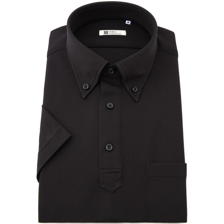シルバーライン 【発送在庫あり】【WEB限定】【RBC/半袖】ボタンダウンビズポロシャツ プルオーバータイプ/ブラック/4S 黒