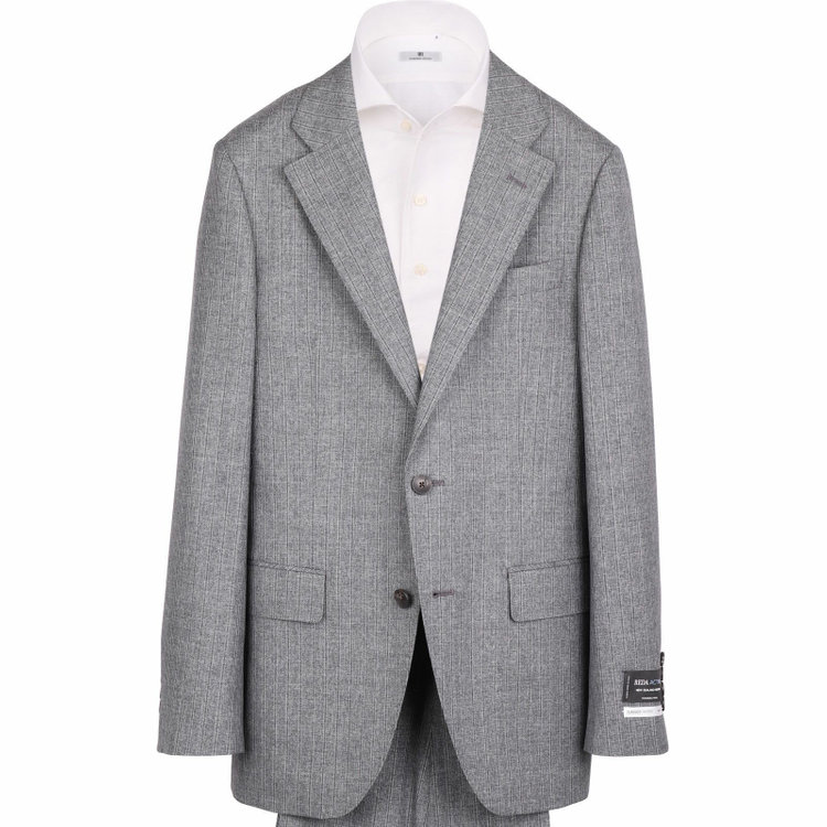 スーツセレクト 【発送在庫あり】【CLASSICO TAPERED】【秋冬】2釦シングルスーツ 1タック/グレー×ストライプ/REDA ACTIVE/NEW ZEALAND WOOL MERINO/SHOWER CLEAN グレー系(灰)