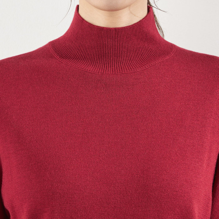 シルバーライン 天竺ハイネックニット/ワイン 赤中間