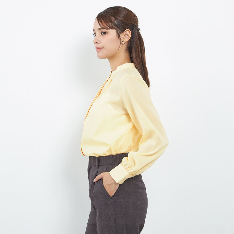 シルバーライン 【SL/長袖】バンドカラー比翼仕様/イエロー/「ストレッチ」「通気性」「吸水・速乾」 黄中間